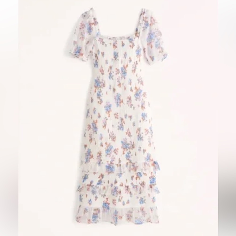 Abercrombie and Fitch Floral Smocked Puff Sleeve Midi Dress / XS NWT